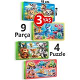 EVAKANCA 9 Parçalı 4 Adet Kalın Puzzle 2-3 Yaş Yapboz Orman Çiftlik Deniz Hayvanları Taşıtlar
