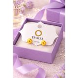 Evalia Takı Hardal İnci Küpe - İnci Top Küpe Paslanmaz Çelik 8 Mm