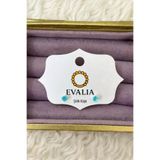 Evalia Takı Kadın Şık Turkuaz Tek Taş Paslanmaz Çelik Küpe