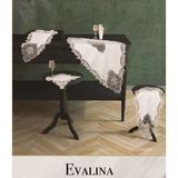 Evalina Model Krem-Krem 5 Parça Keten Dantelli Runner Seti Salon Takımı