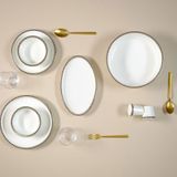 Evaliza Alaia Black Gold Leaves 2 MM Altın 12 Kişilik 60 Parça Porselen Yemek Takımı