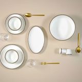 Evaliza Black Gold Alaia Zeytin Yaprağı 60 Parça 12 Kişilik Yemek Takımı