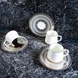 Evaliza Crown Platin 6 Kişilik Kahve Fincan Takımı 80 ml - Beyaz