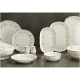 Evaliza Queen’s Garden 60 Parça Beyaz Bone Yemek Takımı Desenli Set