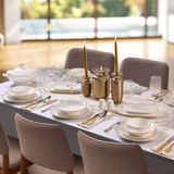 EVALIZA Queen's Gold Altın Detaylı Porselen Yemek Takımı Beyaz 60 Parça