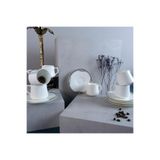 EVALIZA Versailles Platin 6 Kişilik Beyaz Porselen Kahve Fincan Takımı 80 ml