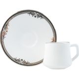 Evaliza Versailles Platin Double 6 Kişilik Kahve Fincan Takımı - Gümüş