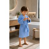 EvAMark %100 Pamuk Müslin Çocuk Bornozu Kapüşonlu Banyo Ve Plaj Havlusu - 7-8 Yaş / Mavi