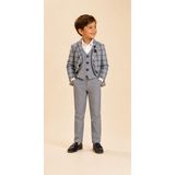 Evamark Erkek Çocuk Keten Takım Elbise / Gömlek Pantolon Ceket Papyon Keten Takım - 2 Yaş - Mavi - Slim Fit