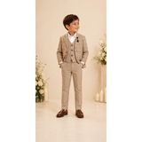 Evamark Erkek Çocuk Keten Takım Elbise / Gömlek Pantolon Ceket Papyon Keten Takım - 7 Yaş - 0-Kahverengi - Slim Fit