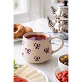 Evanilife Fiyonk Desenli Özel El Işi Seramik Kupa Kahve & Çay Kupa Bardak Özel Hediyelik Kupa Fincan - Mor