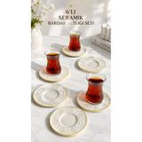 EvaniLife Papatya Model 6'lı Seramik Çay Tabağı Seti Özel El Yapımı