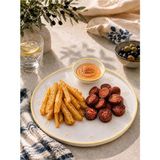 Evanilife Papatya Model Papatya Desenli Sarı Kenarlı Seramik Servis Tabağı – Sosluk Uyumlu Sunum Tabağı, Kahvaltı ve Atıştırmalık Tabağı - El Yapımı - 20 cm