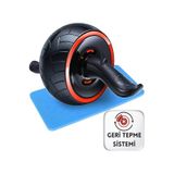 Evapera Profesyonel Geri Tepmeli Ab Wheel Roller Karın Kası Egzersiz Tekerleği Mekik Aleti Max150kg Siyah