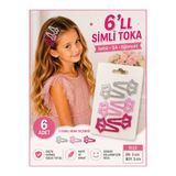 Eva&Rose 6 Adet Çıt Çıt Simli Yıldız Saç Tokası Okul Tokası Bayram Tokası Çocuk Tokası Kız Çocuk Bebek Tokası