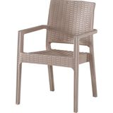 Evart Plastik Rattan Sandalye 6 Adet - Bej