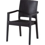 Evart Rattan Sandalye 6 Kişilik Kollu Koltuk Bahçe Balkon Teras Sandalyesi - Kahverengi