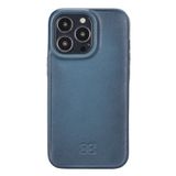 Evastore Apple iPhone 13 Pro Uyumlu Hull BRN4EF Mavi Deri Arka Kapak Kılıf