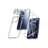 Evax (5'İ 1 Arada) İphone 15 Pro Max Uyumlu 1 Şeffaf Kılıf + 2 Ekran Koruyucu + 2 Kamera Lens Koruyucu