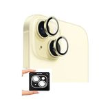 Evax Apple iPhone 15 / 15 Plus Uyumlu Safir Kamera Lens Koruyucu Takma Aparatlı Kolay Kurulum - Sarı