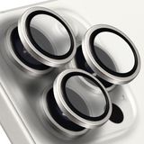 Evax Apple iPhone 15 Pro Max / 15 Pro Uyumlu Kamera Koruyucu Lens Mercek Metal Çerçeveli 3'lü Set - Beyaz