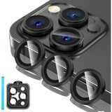 Evax Apple iPhone 15 Pro Max / 15 Pro Uyumlu Safir Kamera Lens Koruyucu Takma Aparatlı Kolay Kurulum - Siyah