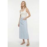 Evaze Denim Midi Etek (Buz Mavi, 40)