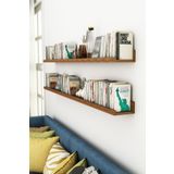 evbiziz Açık Ceviz Ahşap 2Li 120cm Çam 15 cm Derinlik Büyük Resim Çerçeve Rafı Duvar Kitaplık