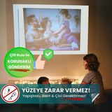 Evbuya 150X220 cm Projeksiyon Perdesi, Korunaklı Gönderim, Ev Sineması, Yapışkansız Duvar Perdesi - 150 x 220 cm