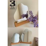 Evcazım Düzensiz Estetik Asimetrik Ahşap Makyaj Aynası Çerçevesiz, Dekoratif Masa Oturma Odası 35 x 28 cm - Renkli