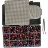 Evcee Ütülenebilen Karma Boncuk Seti 3600 Adet Tabla ve Organizer Dahil (5mm Midi Boncuk) (Cımbız Dahil) - beyaz