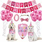 Evcil Hayvan Doğum Günü Süsleme Seti – Köpek Ve Kedi İçin Birthday Party Konsept Paketi – Balon, Happy Birthday Banner, Bandana, Papyon, Şapka Ve Parti Aksesuarları