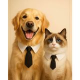 Evcil Hayvan Fotoğraf Kostümü, Siyah Kravat ve Beyaz Yaka Seti, Kedi ve Köpek İçin Resmi Giyim Aksesuarı, Profesyonel Çekim Kıyafeti (Small)