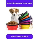 Evcil Hayvan Mama Su Kabı Taşınabilir Seyahat Tipi Kancalı Silikon Katlanabilir Kedi Köpek