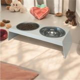 Evcil Hayvan Mama ve Su Kabı Standı, Ikili Small Model Beyaz, Paslanmaz Çelik, Yükseltilmiş, Kedi ve Köpekler Için - Beyaz Metal