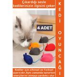 Evcil Hayvan Pet Enerji Atma Zihinsel Uyarı İlgi Çekici Sesli Sevimli Kedi Eğitim Oyun Faresi 4 Adet