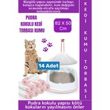Evcil Hayvan Pet Yırtılma Dayanıklı Kötü Koku Önleme Pudra Kokulu Kedi Kumu Torbası 82x50 Cm 14 Adet