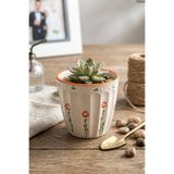 evcime El Yapımı Büyük Boy Seramik Saksı - Çiçek Desenli Kabartmalı (12 cm)