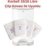 Evde Hijyen Yerliçöppoşeti Korbell 16L Uyumlu Toplamda 2000 Bez Alabilen 4 Paket Çöp Torbası