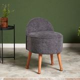 Evdebiz Sırtlı Masif Ayaklı Puf - Gri - 66x41x49 cm