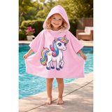 Evdek Star Unicorn Çocuk Panço Plaj Havlusu - Pembe - 7 - 10 Yaş