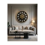 Evdeki Mağaza 45x45cm Evdeki-Çarklı Saat- Metal, Siyah-Gold Duvar Saati