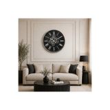 Evdeki Mağaza 45x45cm METAL ÇARKLI DUVAR SAATİ SİYAH-GÜMÜŞ