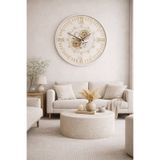 Evdeki Mağaza 60x60cm ÇARKLI METAL DUVAR SAATİ KREM