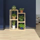 Evdekka 120 cm Boy 80 cm En Dekoratif Ahşap Çiçeklik - 5 Katlı Modern Saksı Standı - Yer Tasarruflu - Bej