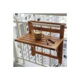 Evdekka Ahşap Balkon Masası - 10 Cm Ayarlanabilir, Katlanır Balkon Korkuluk Masası (60X40 Cm)