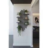 Evdekka Ahşap Dekoratif Duvar Rafı - 120X60 Cm Modern Çıtalı Çiçeklik - Antrasit