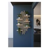 Evdekka Ahşap Dekoratif Duvar Rafı - 120X60 Cm Modern Çıtalı Çiçeklik