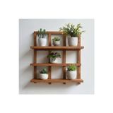 Evdekka Ahşap Dekoratif Duvar Rafı - 50X50 Cm Kare Tasarım Çok Amaçlı Kitaplık Ve Çiçeklik