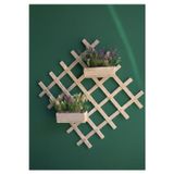 Evdekka Ahşap Dekoratif Duvar Rafı Çiçeklik - 40X40 Cm Kafes Askılı Saksı Standı - Doğal Çam Duvar Dekoru